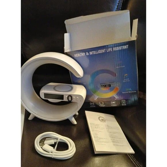 LED Desk Lamp Night Light Wireless Charger Alarm Clock w/Bluetooth Speaker 15W - Picture 6 of 10